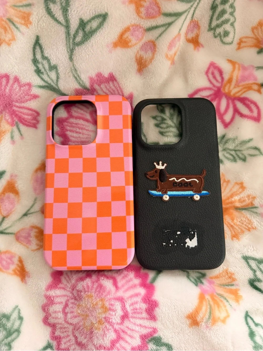 Pink & Orange Checkerboard Phone Case | Unbranded